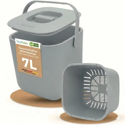 Produktbild von YourCasa® Biomülleimer Küche Komposteimer - 7L - Biomüll Behälter für alltäglichen Biomüll in der Küche Grau