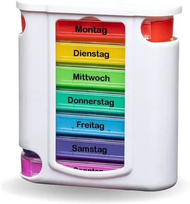 Produktbild von Frohbach 7 Tage Tablettenbox - Seniorenfreundliche Medikamentenbox für 1 Woche, BPA Frei, perfekt für unterwegs & Zuhause, 4 Fächer pro Tag, Weiß