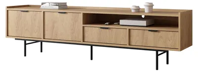 Produktbild von MIRJAN24 TV-Lowboard Edison 200, Stilvoll Wohnzimmer, Lowboard mit zwei Drehtüren und zwei Schubladen (Farbe: Eiche Hickory)