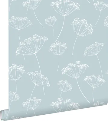 Immagine prodotto di ESTAhome carta da parati ombrellifere blu chiaro e bianco 53 cm x 10.05 m