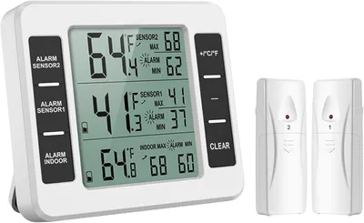 Drahtloses Kühlschrankthermometer mit 2 Sensoren, Min/Max-Anzeige