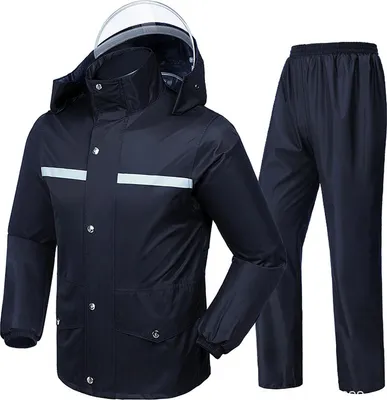 Produktbild von Motorrad-Regenmantel, winddichter Regenmantel, reflektierend und wasserdicht, Fahrrad-Regenmantel-Set, Schwarz, Größe XL