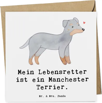 Produktbild von Mr. & Mrs. Panda Grußkarte Manchester Terrier Lebensretter - Weiß - Geschenk, Glückwunschkarte, anlasskarte, Klappkarte, faltkarte, doppelkarte