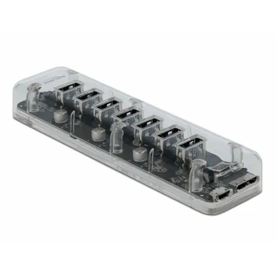Produktbild von Delock Externer USB 3.0 Hub mit 7 Ports transparent
