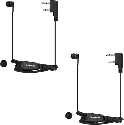 Produktbild von Retevis In-Ear Walkie Talkie Ohrhörer mit Mikrofon, 2-polig, Einziehbare Spule, Kompatibel RT24, RT27, RT22, RT622, RT617 Funkgerät, Sicherheits Walkie Talkie Kopfhörer mit PTT (2 Stück)