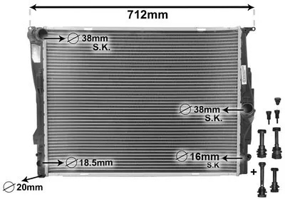 Produktbild von VAN WEZEL 06002303 Kühler Wasserkühler Motorkühler für BMW 3 Touring (E91) 3 Limousine (E90) 1 Schrägheck (E87) 5 Touring (E61) X1 (E84)
