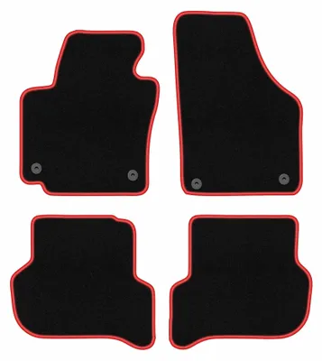 Image de Tapis de sol en moquette pour Volkswagen Golf Plus 2005-2014 (monospace) – jeu 4 pièces, noir/rouge, sur mesure – Wielganizator CARLUX