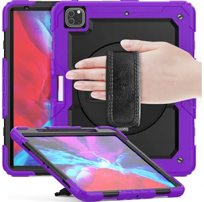 Produktbild von Mobigear SureGrip Xtreme iPad Air 13 Zoll (2024) Hülle Kunststoff,Silikon Backcover + Stifthalter + Schulterträger + Ständer - Lila