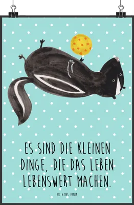 Produktbild von Mr. & Mrs. Panda Bild Stinktier Ball DIN A1 - Türkis Pastell - Geschenk, Raubtier, Wildtier, Stinker, Deko, Wanddekoration, Kunstdruck, Plakat, Weisheit, drucke, Skunk