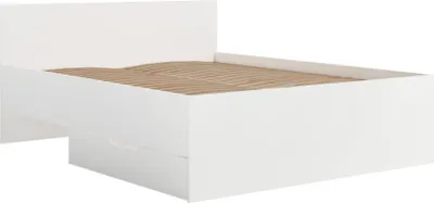 Productafbeelding van BETTSO Moderne witte bed MAXIVO met opbergruimte voor beddengoed en houten frame, ideaal voor de slaapkamer