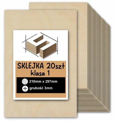 Immagine prodotto di Pannelli rettangolari in compensato di betulla grezzo – taglio e incisione laser, fresatura CNC, modellismo, traforo, pirografia, découpage, pittura e fai da te – qualità 1 – A4, 21 × 29,7 cm (210 × 297 mm) – 3 mm – 20 pezzi