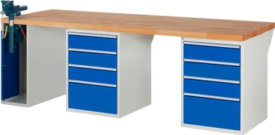 Produktbild von Werkbank 2500x900x890mm 8xSchublade-TA 1xSSKL l.gr/e.bl 4040376300089