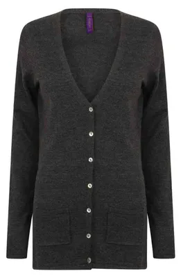 Produktbild von Henbury - Strickjacke für Damen, V-Ausschnitt, Leicht LT4116 (XXL) (Grau meliert)