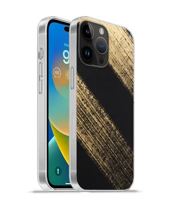 Produktbild von MuchoWow® Handyhülle Schutzhülle Hülle für Apple iPhone 14 Pro - Softcase Goldene Farbstreifen auf schwarzem Hintergrund Silikon Softcase Handy Hülle - Umschlag