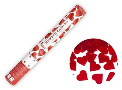 Zdjęcie produktu dla PartyDeco TUKHR40, Armatka konfetti, Czerwony, 1 kol., Serce, 400 mm, 1 szt.