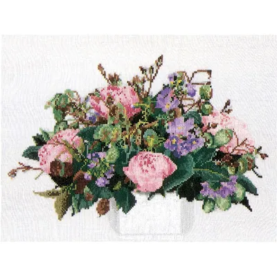 Image de Théa Gouverneur Kit au point de croix compté "Pivoines Aïda", 30x40cm