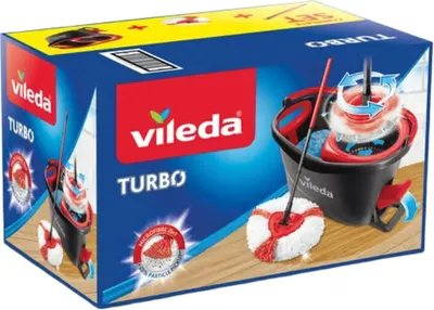 Produktbild von Vileda Wischmop-Set Turbo Easy Wring & Clean incl. Powerschleuder und Fußpedal, Farbe Grau