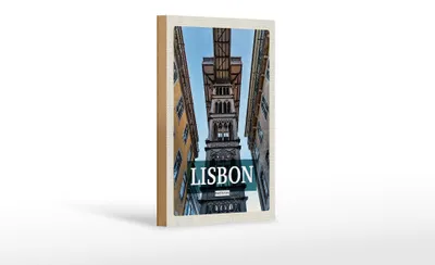 Produktbild von Holzschild Reise 12x18 cm Lisbon Portugal Retro Tourismus