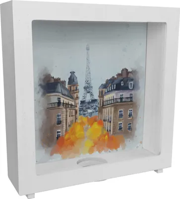 Produktbild von Eiffelturm in Paris Rahmen Spardose aus Holz in Wasserfarbenoptik