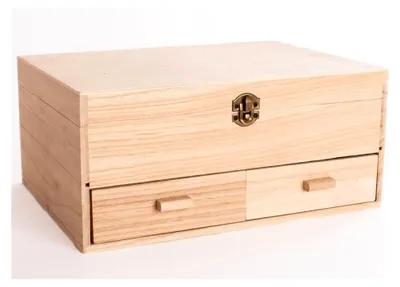 Produktbild von Nähkasten aus Balsa Holz mit Schubladen 37 x 21,5 x 14 cm