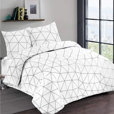 Produktbild von Vision Bettwäsche – Hugo weiß mit schwarzen Streifen – Bettbezug 240 x 220 cm mit 2 Kissenbezügen für Doppelbett – 100% Baumwolle