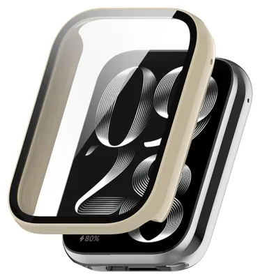 Immagine prodotto di Per Xiaomi Smart Band 9 Pro Custodia intelligente in plastica PC + vetro temperato H9 Beige
