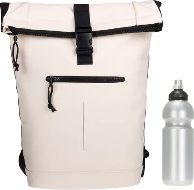 Produktbild von Rucksack Plane Kurierrucksack Time Bag Mart Roll-top Fahrradrucksack Freizeitrucksack Damen Mädchen 511135 05 Weiss + Flasche