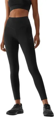 Zdjęcie produktu dla 4F Damskie legginsy sportowe czarne – wysoki stan i długość 7/8, rozmiar XS