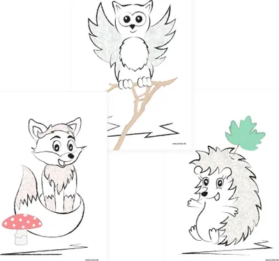 Produktbild von PRICARO Poster "Waldtiere", A4, 3er Set
