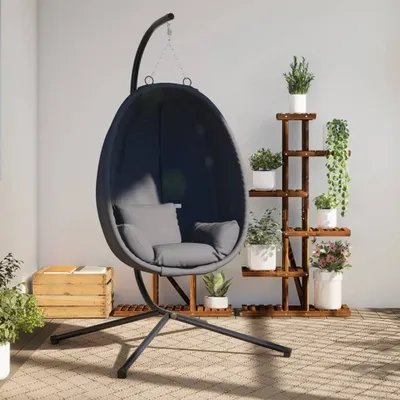 Immagine prodotto di Sedia sospesa Egg Design con supporto in tessuto antracite e acciaio - Hollywood Swings 4007399