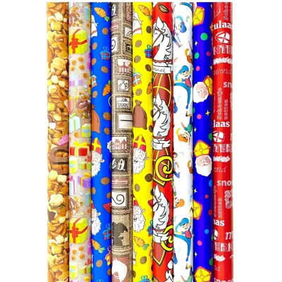 Productafbeelding van Sinterklaaspapier Cadeaupapier Inpakpapier - 300 x 70 cm - 6 rollen