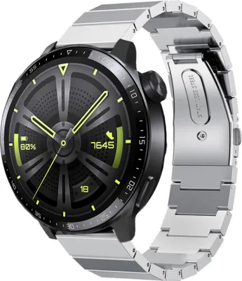 Produktbild von Strap-it Metallarmband - Kompatibel mit Huawei Watch GT 3Armband 46mmHochwertiger EdelstahlHuawei watch elegant Armband mit faltschließe für 22mmArmband Silber