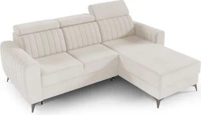 Produktbild von Ecksofa mit Schlaffunktion und Bettkasten, Couch für Wohnzimmer, Schlafsofa, Eckcouch L-Form Sofagarnitur Sofa Wohnlandschaft - Ottomane links als auch rechts montierbar - 238x93x176 cm - Ecksofa MOSTA I Beige (Monolith 04)