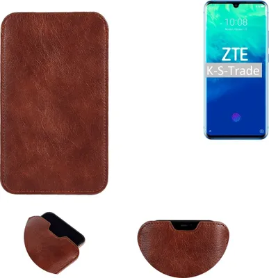 Produktbild von K-S-Trade Schutzhülle Handyhülle kompatibel mit ZTE Axon 10 Pro Handytasche Kunstleder Sleeve in braun