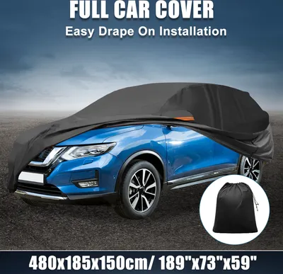 Produktbild von Autoabdeckung 210D-PU Oxford Outdoor Vollgarage Wasserdicht Winddicht Sonnenschutz mit Fahrertür-Rei?verschluss Schwarz für Nissan X-TRAIL 2010-2023