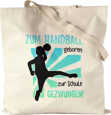 Produktbild von Zum Handball geboren Jutebeutel Schule gezwungen Handballer Verein Sohn Neffe Enkel