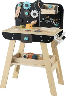 Produktbild von COSTWAY Werkbank Kinder, Werkzeugbank mit Werkstatt-Spielzeug, Zubehör, Ablage & Tafel, Holzwerkbank für Kinder ab 3 Jahren