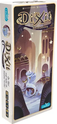 A box of the Dixit Revelations board game expansion.