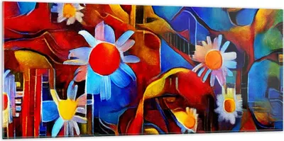 Produktbild von Bilder auf glas - Blume Abstraktion - 120x50cm - Glasbilder - Wandbilder - Kunstdruck - zum Aufhängen bereit - Wanddekoration aus Glas - Glas Bilder - Wandbild auf Glas - Einteilig - GAB120x50-3466