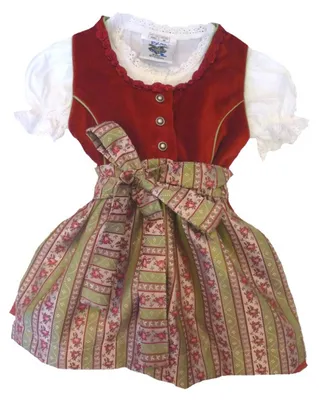 Produktbild von Festliches Kinder Dirndl mit Bluse und Rosenschürze Gr. 68 - 164 104