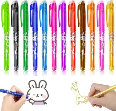Obrázok produktu pre Farebné zmazateľné perá pre školákov a kancelárske práce, 0,5 mm, 12 farieb