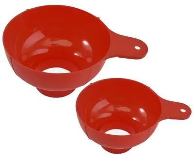 Imagen del producto de Juego de 2 embudos de plástico de boca ancha, ideales para envasar y cocinar