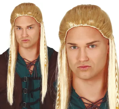 Produktbild von Bogenschütze Mittelalter Karneval Langhaar Perücke Prinzessin Fantasy Elfen Krieger Fasching Accessoire Held, Farbe: Gelb