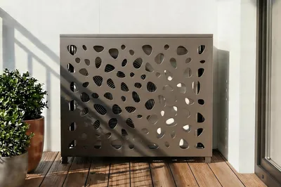 Produktbild von ANATO SUNNY Aluminiumabdeckung für Klimaanlage & Wärmepumpe, taupe - Größe M