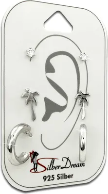 Image de SilberDream Set de 3 boucles d'oreilles clous d'oreilles 925 argent zirconium dames SDS624WJ