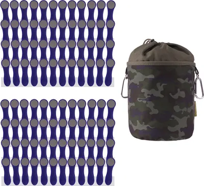Produktbild von 96 Wäscheklammern Indigo Grau Edelstahl und 1 bellaCott Wäscheklammerbeutel Camouflage
