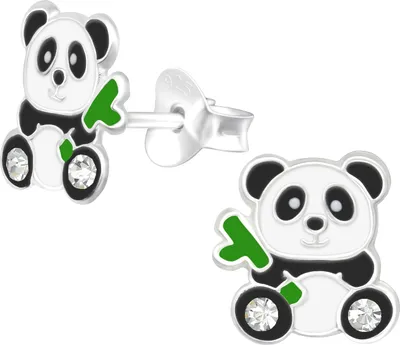 Produktbild von Ohrstecker 925 Sterling Silber Pandabär mit Bambus