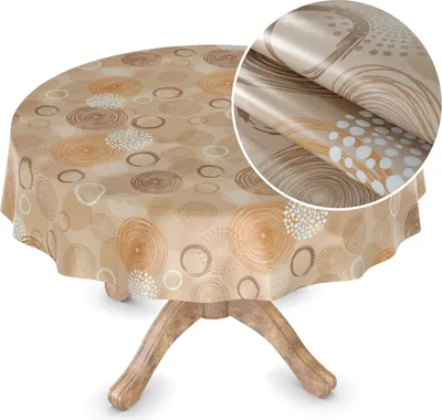 Produktbild von Tischdecke Wachstuch LUXURY Ornamente Beige Robust Wasserabweisend Rund 140 cm