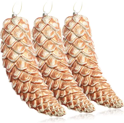 Produktbild von com-four® 3x Christbaumanhänger Zapfen - Tannenbaumzapfen für den Weihnachtsbaum - Christbaumschmuck zum Anhängen für Weihnachtsdeko