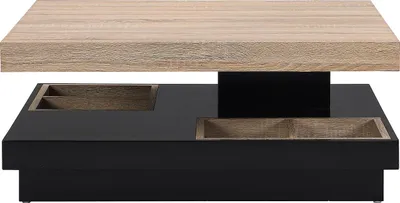Produktbild von Couchtisch – FAUSTO II – Drehbare Tischplatte – lackiertes MDF – schwarz und natur